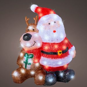 BABBO RENNA ACRILICO C/LED H39