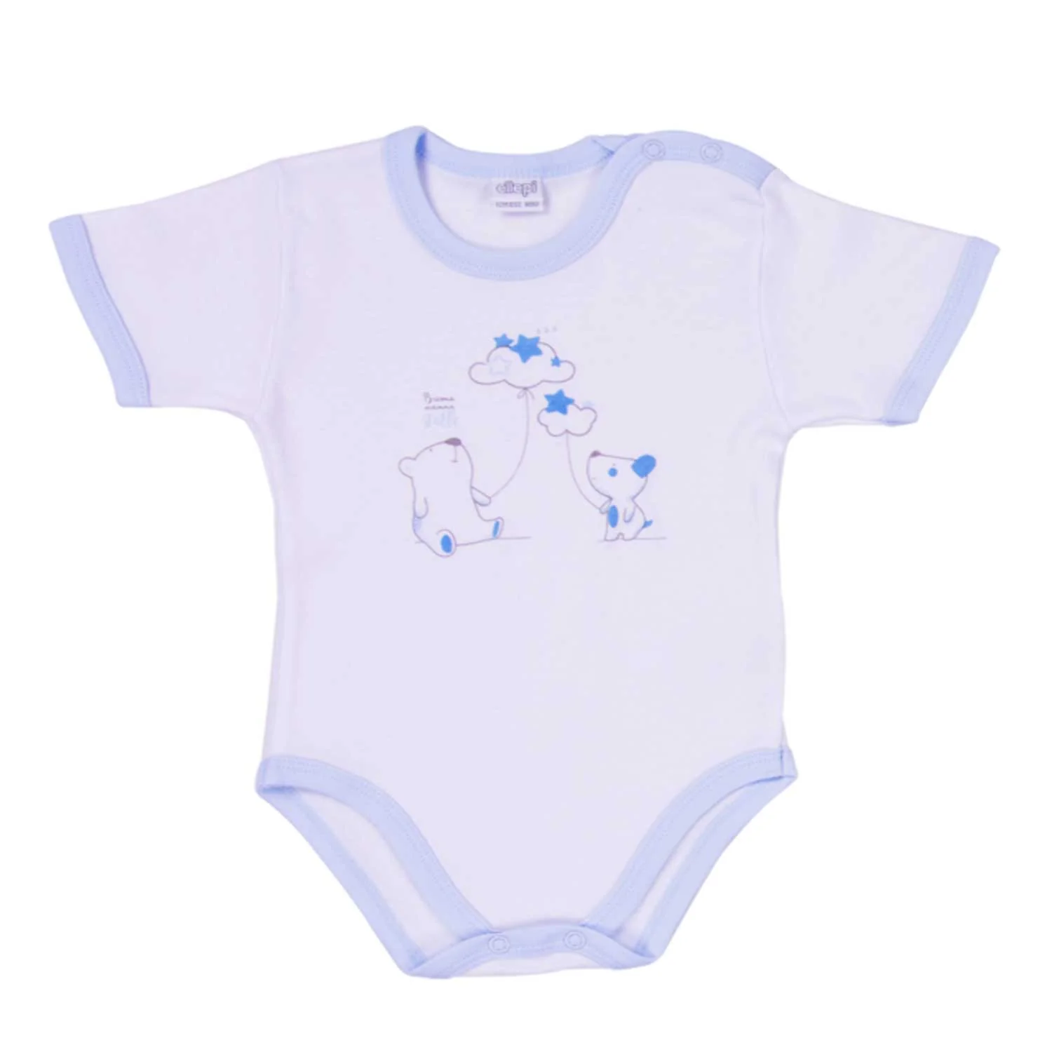 Ellepi - 2 Body con apertura sulla spalla a Maniche Corte 100% Cotone Azzurro - immagine 3