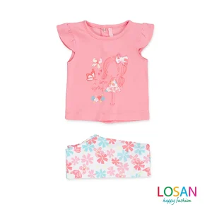 Losan - Completo a Fiori Maglietta + Leggings Neonata ULTIMA TAGLIA 0-1 MESI
