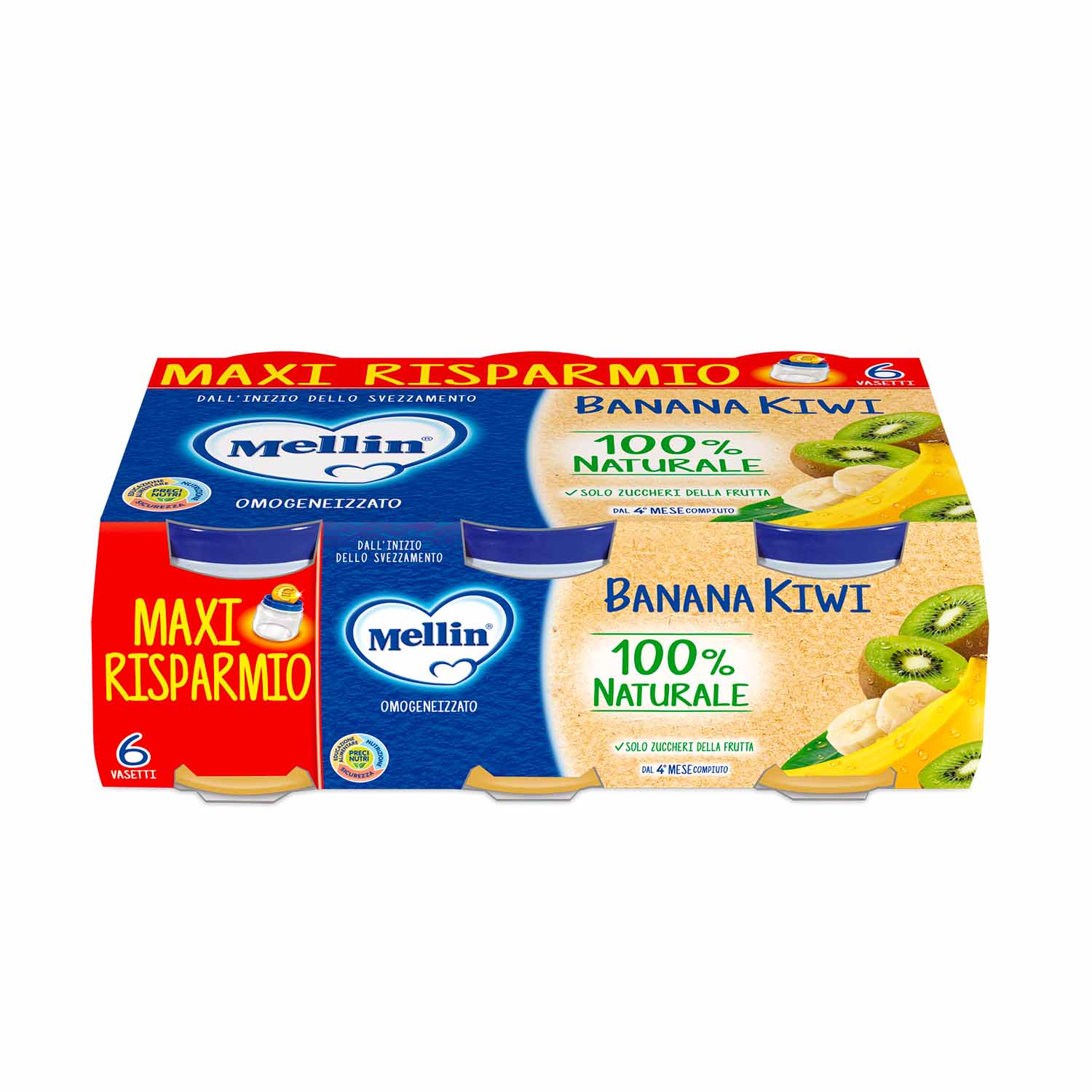 Mellin - Omogeneizzato banana e kiwi 6 x 100 gr