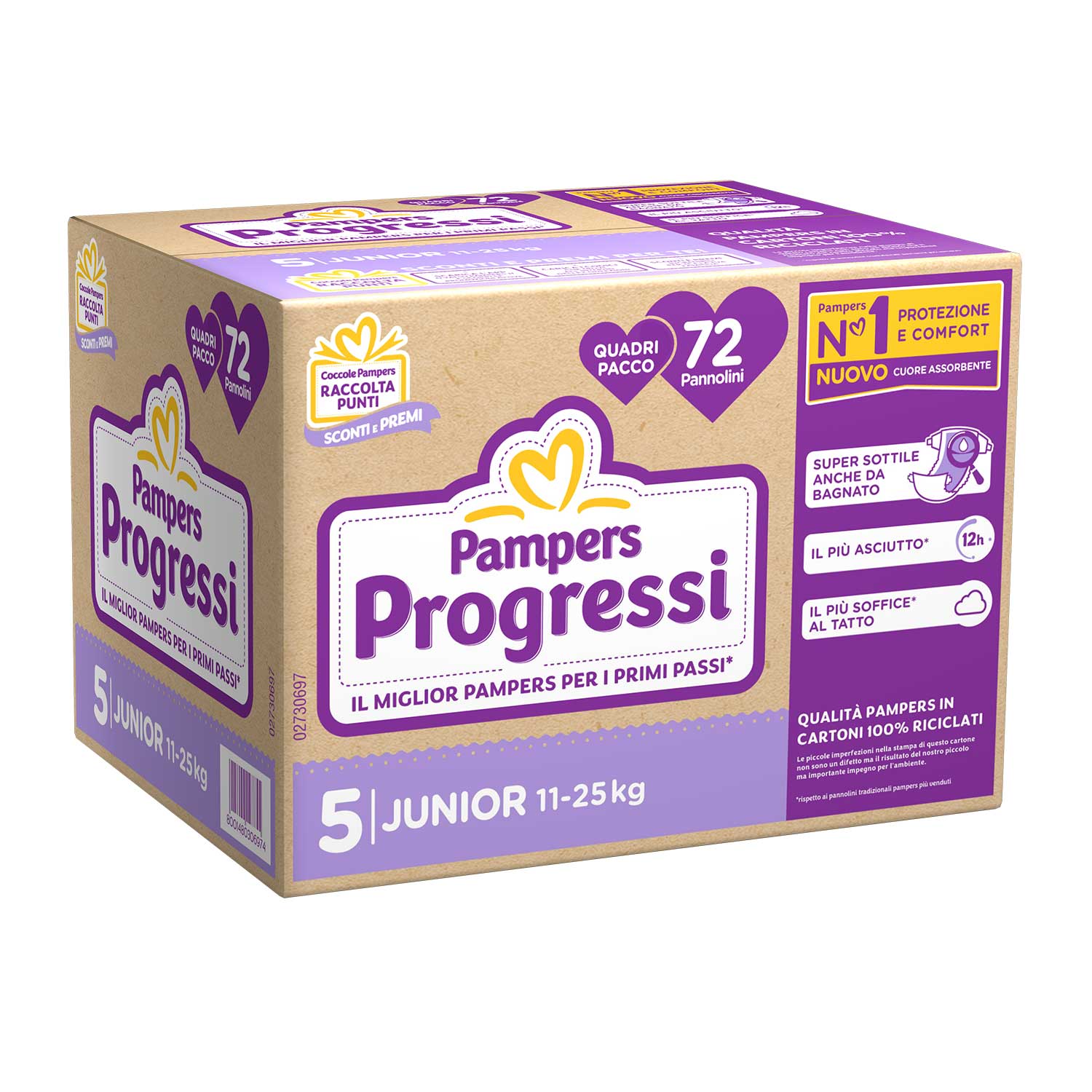 Pampers - Progressi Quadripack Taglia 5 Junior 72pz