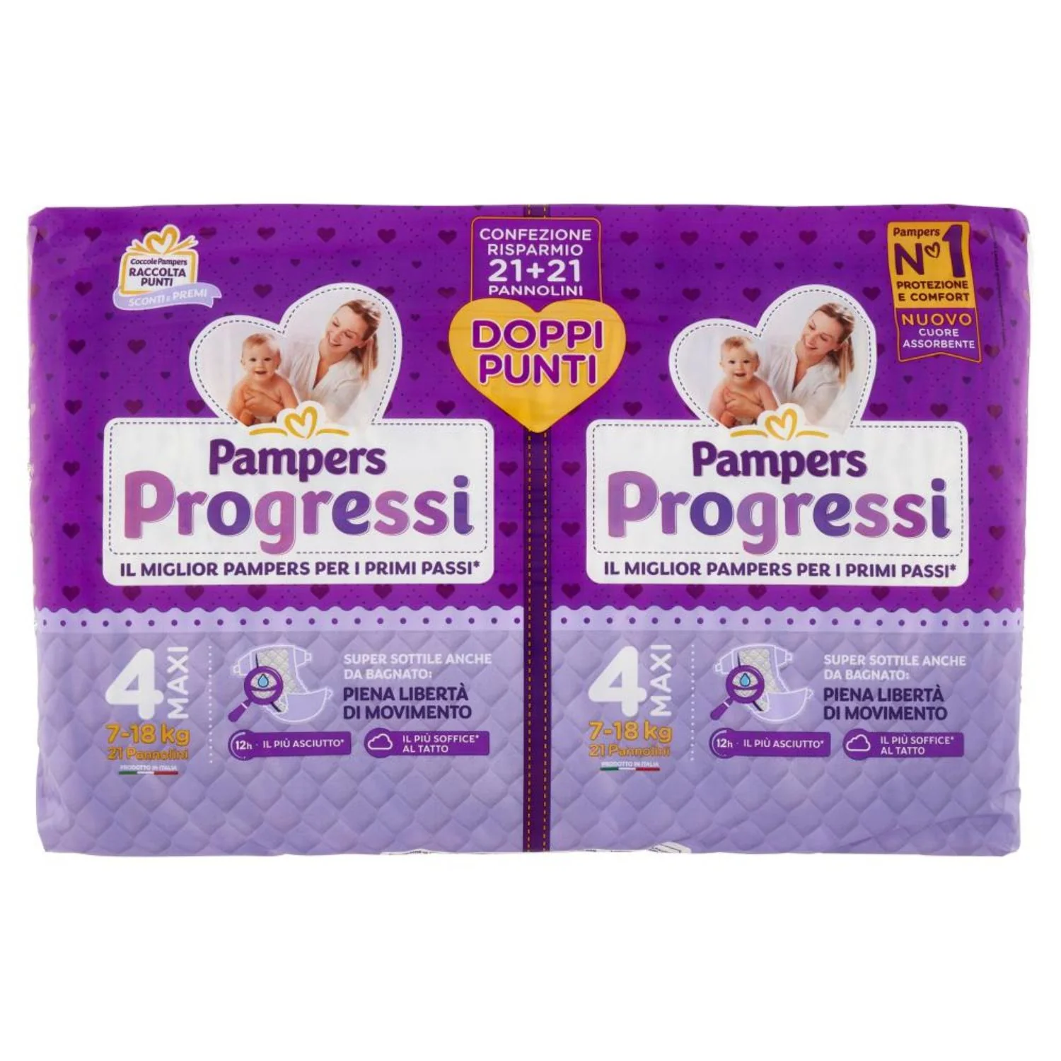 Pampers - Pannolini Progressi Pacco Doppio Taglia 4 Maxi 42pz - immagine 2