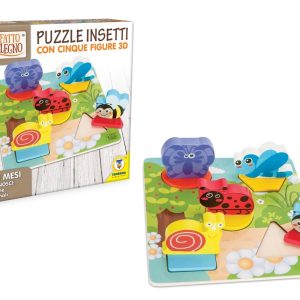 FATTO DI LEGNO PUZZLE INSETTI C/5 FIG